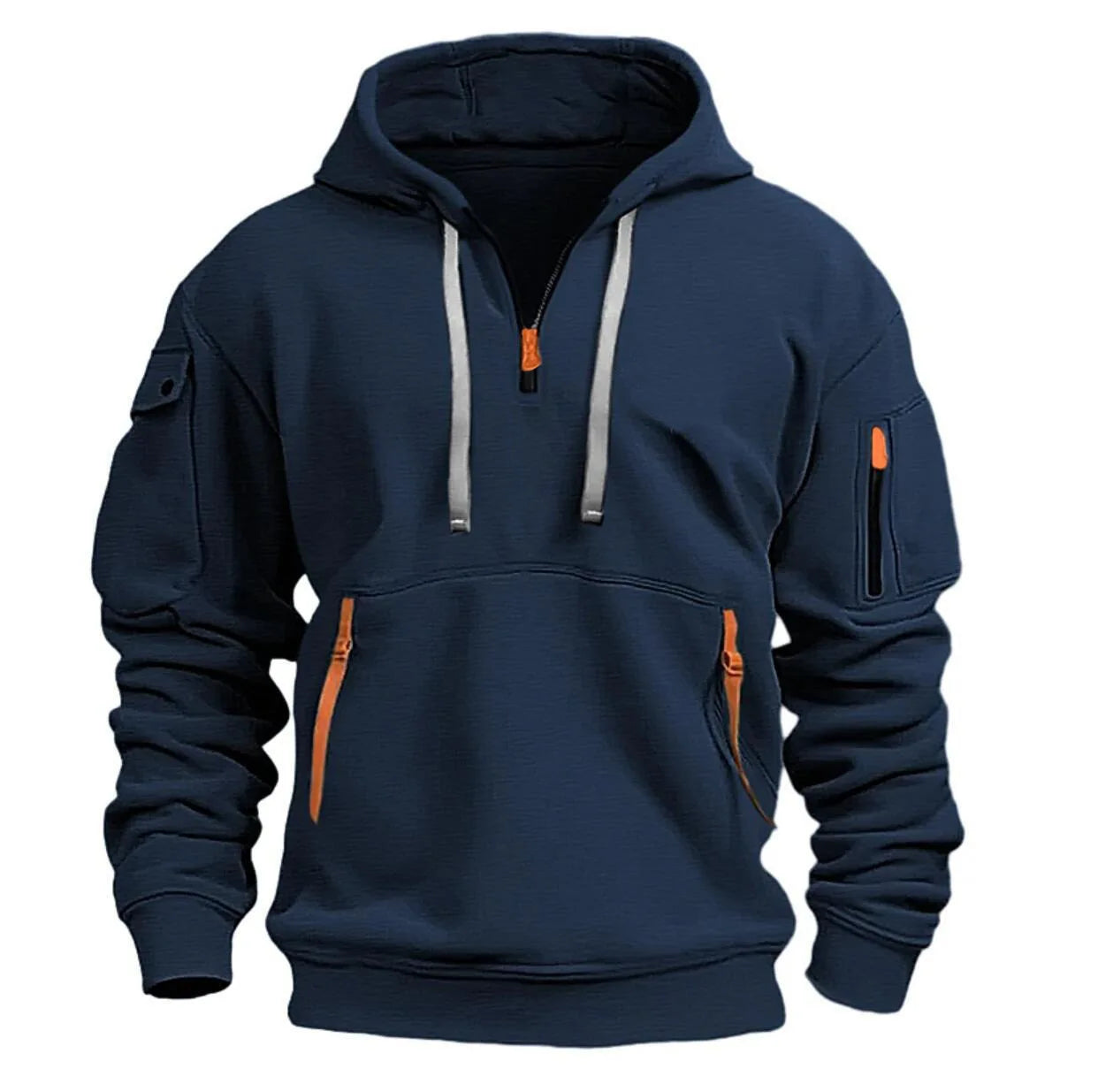 New Multi Pocket Zipper Fleece Hooded Casual Shirt for Men and Women