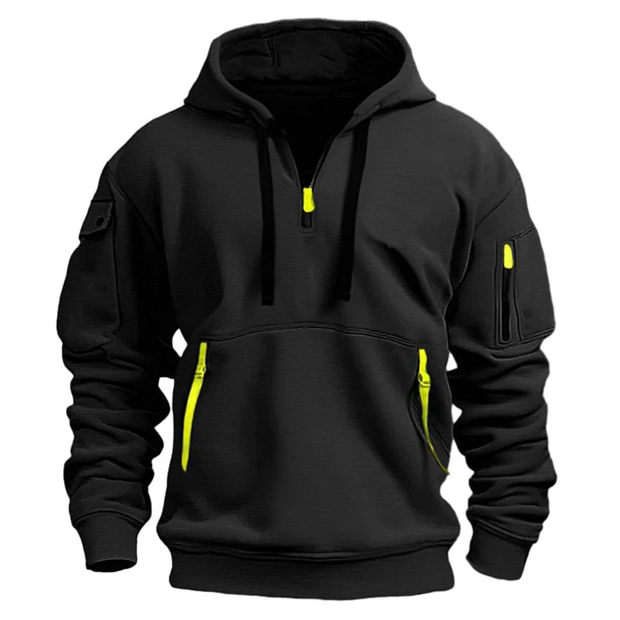 New Multi Pocket Zipper Fleece Hooded Casual Shirt for Men and Women